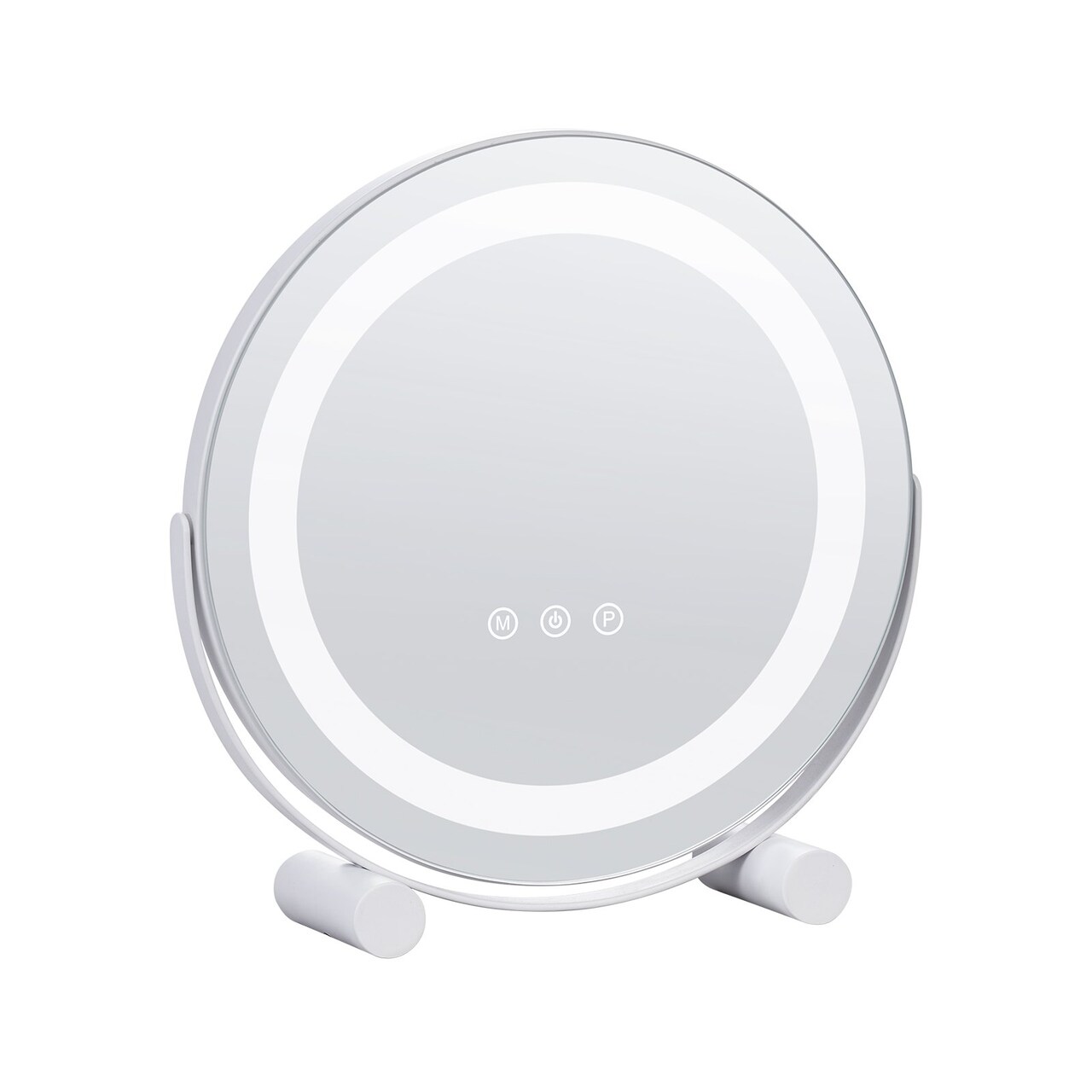 White Round LED Makeup Mirror with 3 Light Modes, 5X Magnifier and 360 Degree Rotation